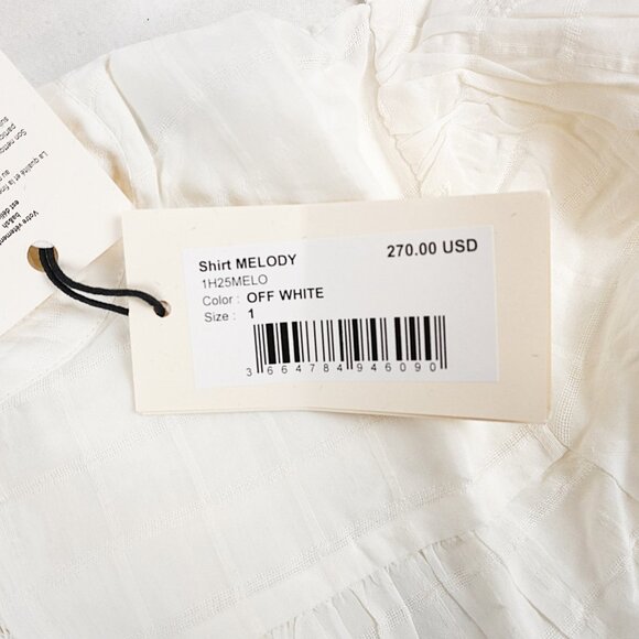 ba&sh Melody Long-Sleeve Embroidered Blouse In White Women's Size 1/Small - NWT - Picture 11 of 11